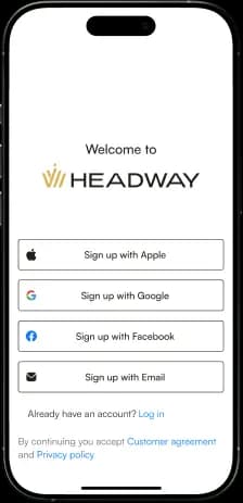 ภาพโทรศัพท์แสดงแอปเทรด Headway